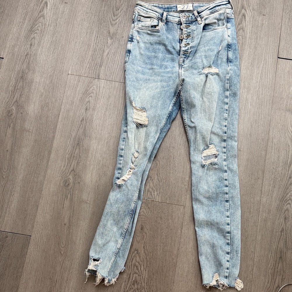 We The Free Light Blue Distressed Skinny Jeans